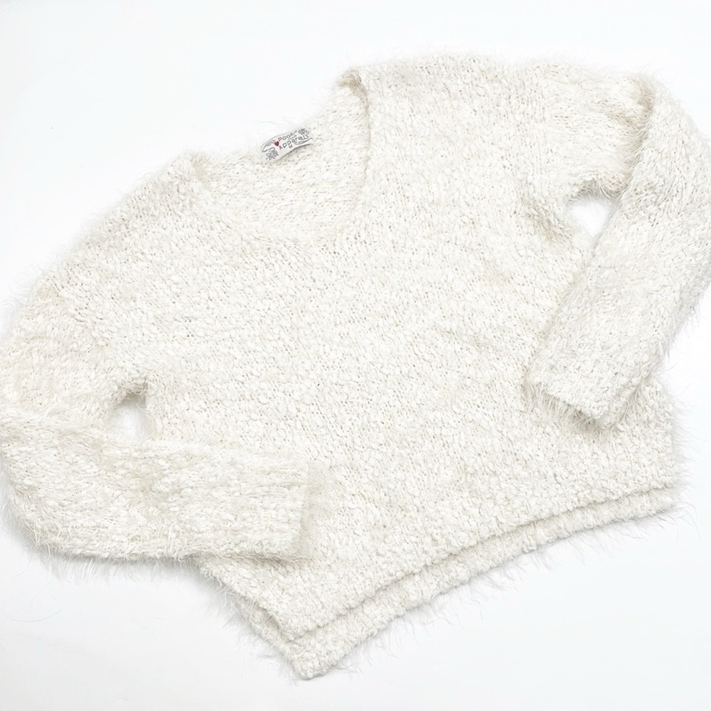 Poof Apparel cream cropped knit sweater